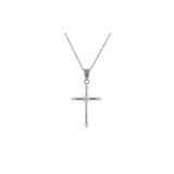 Classic 5 Stone Cross Pendant Necklace in Rhodium