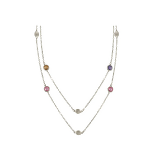 Champagne Amethyst By The Yard Layering 30" Necklace in Rhodium