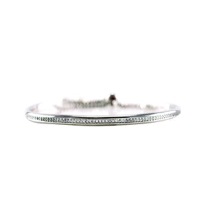 Surgical Steel Single Row Clear Round Cut CZ Channel Bracelet with Adjustable Pull