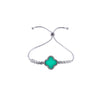 Designer Inspired Clover Pull Bracelet in Turquoise Enamel Finish