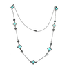 Designer 36" Clover Hematite Aqua Necklace