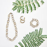 Two-Tone Gold Chain 3 Piece Gift Set of Earrings, 20" Necklace and Bracelet