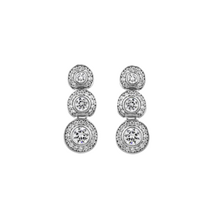 Designer Inspired Graduated Rounds with Pave Border Drop Earrings