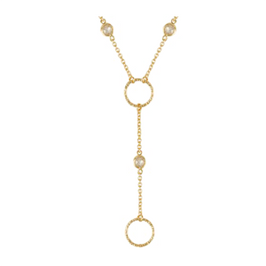 Open Air Gold Pendant Drop Necklace with CZ Accents