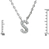 Drop Pave Letter Charm Necklace in rhodium