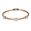 Square Pave 3 Station Bangle in Rose Gold