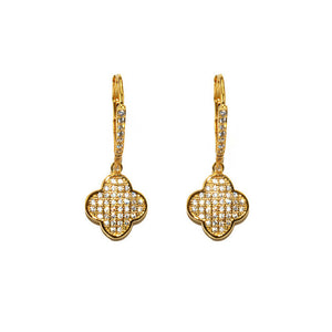 Pave Clover Gold Earrings