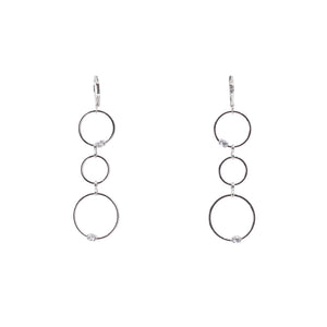 Designer Inspired Open Circle Drop Earrings with CZ Diamond Accents