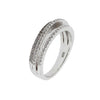 Micro Pave Three Stack Ring in Sterling Silver with Rhodium Overlay