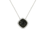 Halo Square Onyx And Clear CZ Pendant Necklace