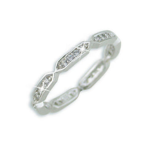 Pave Eternity Band in Sterling Silver with Platinum Overlay