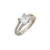 Princess Cut CZ Split Band Ring in Rhodium with CZ Accents