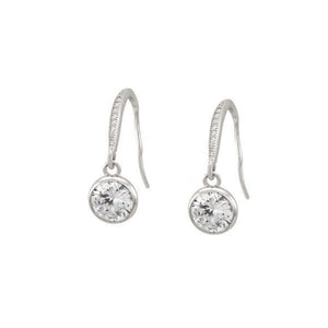 Bezel Set Diamond Drop Platinum Earrings