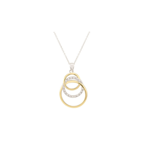 Pave Interlocked Circles Pendant Necklace in Gold and Rhodium
