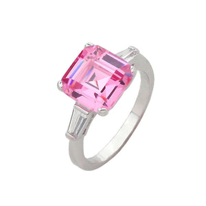 Ascher Cut Pink Tourmaline CZ Ring