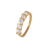 Baguette and Round CZ Diamond Band in Gold
