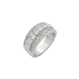 Inlaid Triple Row Pave CZ Band in Rhodium