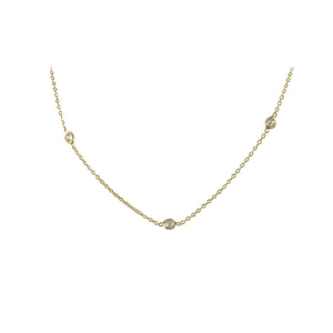 Bezeled Clear CZ By The Yard Layering 16" Necklace in Gold