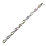 Vintage Multicolor Diamond CZ Tennis Bracelet in Platinum
