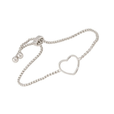 Solitaire CZ Heart Bolo Bracelet in Platinum