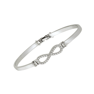 Pave CZ Infinity Bangle Bracelet in Platinum