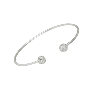 Delicate Pave Ball Bangle Bracelet in Rhodium