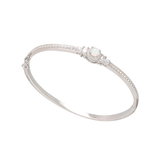 White Opal Bangle Bracelet in Platinum
