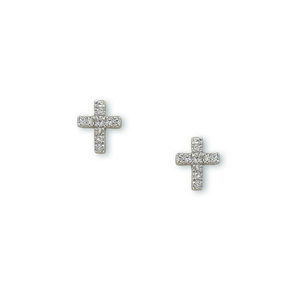 Pave CZ Classic Cross Stud Earrings