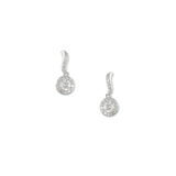 Halo Drop Pave CZ Earrings in Rhodium