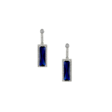 Sapphire Bar CZ Earrings in Rhodium