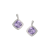 Amethyst Square Pave CZ Earrings in Rhodium