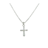 Baguette Cross Pendant Necklace in Rhodium