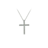 Pave CZ Classic Cross Pendant Necklace in Rhodium