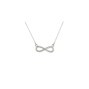 Pave CZ Infinity Necklace in Rhodium