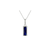 Sapphire Bar CZ Pendant Necklace in Rhodium