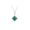 Square Cut Emerald Spinel Pendant Necklace