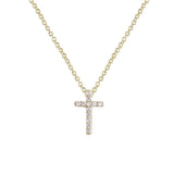 Pave CZ Mini Cross Pendant Necklace in Gold