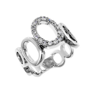 Open Oval CZ Pave Sterling Silver Ring