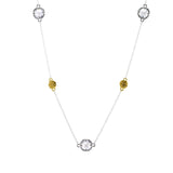 Designer Inspired 36" Hammered Gold Clear Stone Station Necklace