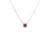 Square Cut Pendant Necklace With Ruby CZ Stones