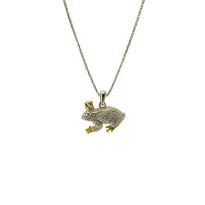 Frog Prince Two Tone Pendant Necklace With Adjustable Chain