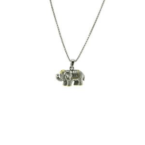 Elephant Two Tone Pendant Necklace With Adjustable Chain
