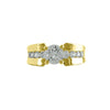 2.0 CT Round Solitaire CZ Ring in Gold with Accent Stones