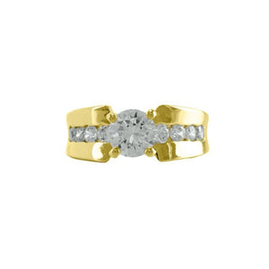 2.0 CT Round Solitaire CZ Ring in Gold with Accent Stones