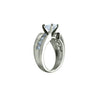 2.0 CT Round Solitaire CZ Ring in Rhodium with Accent Stones