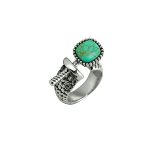 Designer Inspired Open Turquoise Adjustable Ring