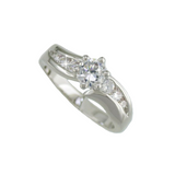 Rhodium White Gold Classic Twist With Pave Set Stones