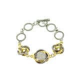 Pave Love Knot 6.5" Cuff Bracelet in Gold and Silver