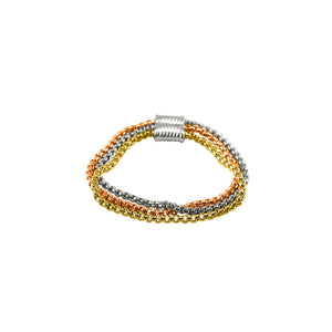 Designer Inspired Tri-Color Chain Bracelet in Silver, Gold and Rose Gold