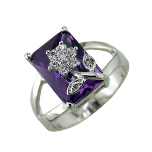 Designer Inspired Amethyst Flower Design Ring